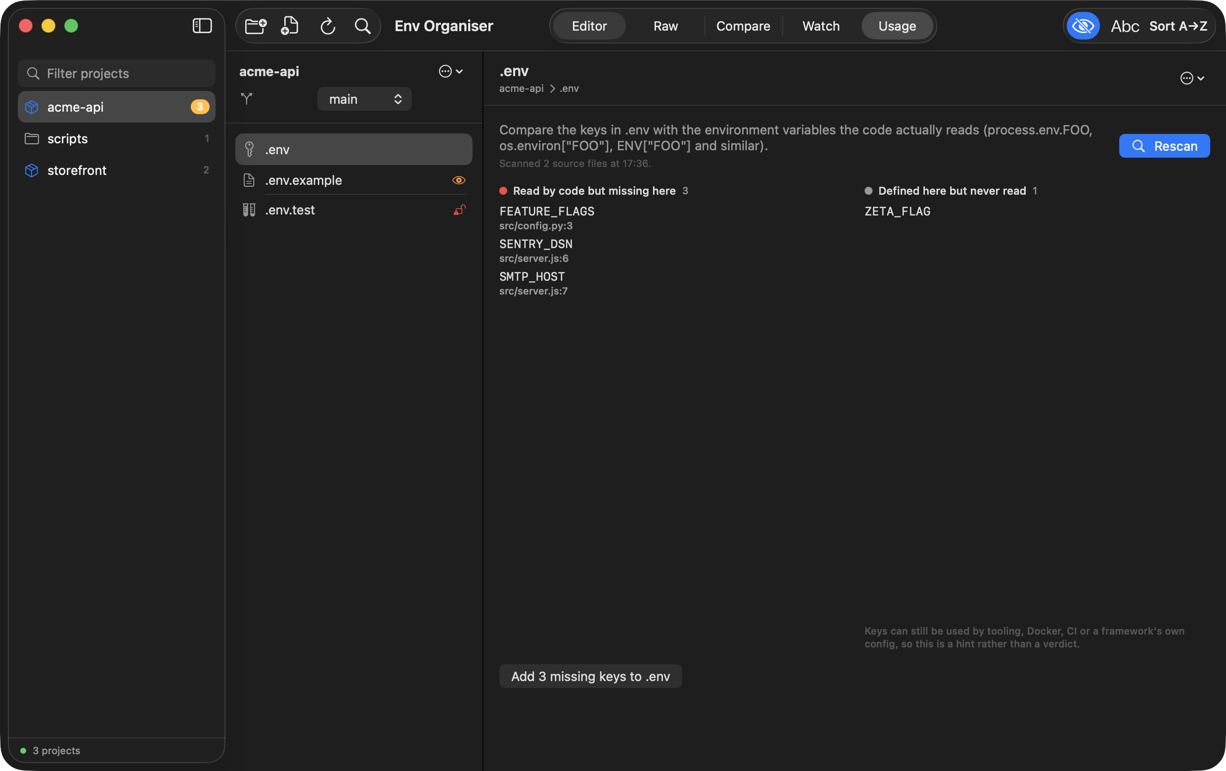 Env Organiser screenshot 1
